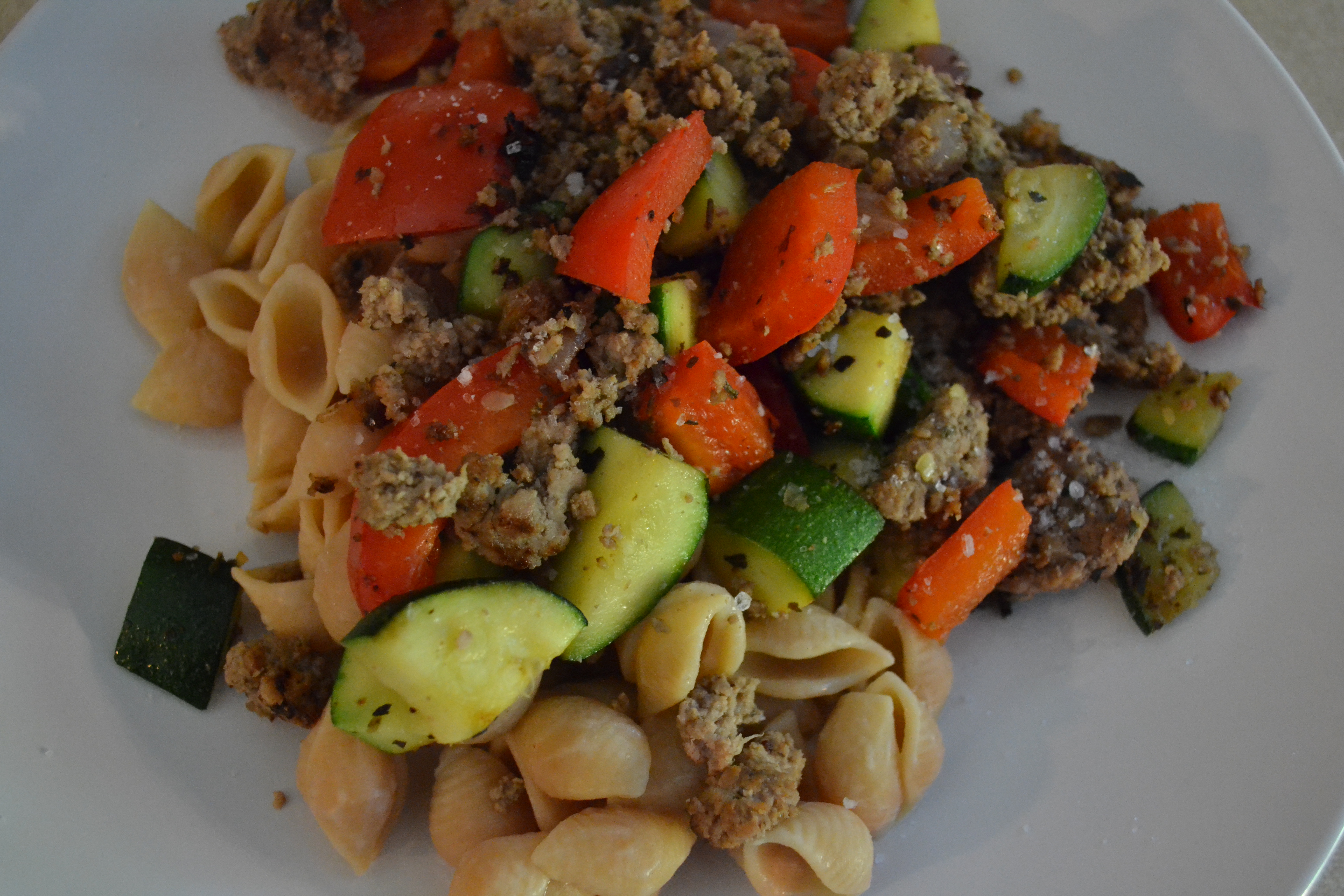 danza noodles and ground turkey zucchini and red peppers